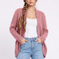 Open Front Ribbed Knit Cardigan with Pockets