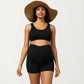 Two-Piece Maternity Swimwear Set with Cropped Tank Top and High-Waisted Shorts