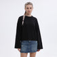 Oversized Crewneck Knit Sweater with Flared Sleeves