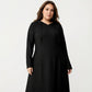 Plus Size Long Sleeve Hooded Maxi Dress with Relaxed Fit Silhouette and Soft Flowy Hem