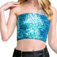 Strapless Glitter Sequin Sparkle Bandeau