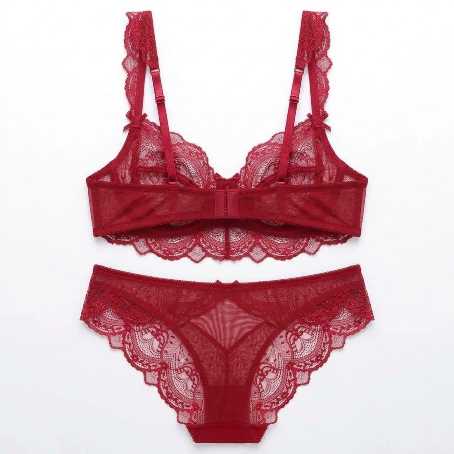 2 Piece Floral Lace Underwire Bra and Panty Lingerie Set
