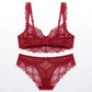 2 Piece Floral Lace Underwire Bra and Panty Lingerie Set
