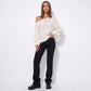 Off Shoulder Pointelle Knit Sweater