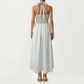 Color Block Halter Neck Smocked Back Maxi Dress