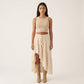 High Low Maxi Skirt Smocked Waist Tassel Tie Flowy Tiered Boho Casual Skirt