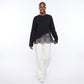 Asymmetrical Lace Hem Long Sleeve Top