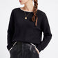 Contrast Trim Crewneck Knit Sweater