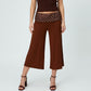 Polka Dot Contrast Waistband Cropped Wide-Leg Trousers