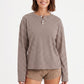 Striped Henley Drop Shoulder Long Sleeve Top