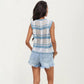 Sleeveless Striped Crochet Knit Vest with Tie Front and Open Stitch Design