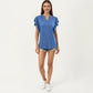 Short Sleeve Top with Flutter Ruffle Sleeves and Split V Neck Relaxed Fit Casual Shirt