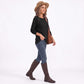 Waffle Knit Button Shoulder Raglan Long Sleeve Top
