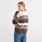 Sequin Striped Fuzzy Knit Crewneck Pullover Sweater