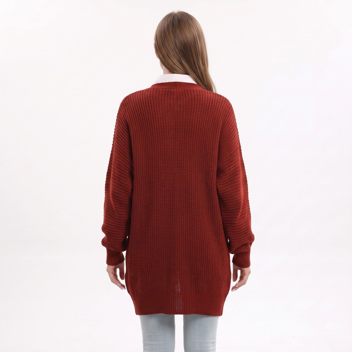 Long Open Front Knit Cardigan with Pockets