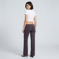 Foldover Waistband Full-Length Wide-Leg Trousers