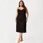 Plus Size Satin Slip Nightgown with Adjustable Spaghetti Straps Midi Length Relaxed Fit Sleepwear Dress