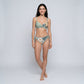 2-Piece Tropical Print Bikini Swimsuit with Wrap Front Bralette Top Side Tie Bottoms and Smooth Stretch Fit