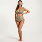 Paisley Print Maternity Bikini Set with Adjustable Side Ties and V-Neck Design