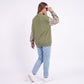Camo Sleeve Mock Neck Long Sleeve Pullover Sweatshirt