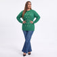 Plus Size Faux Pearl Cable Knit Tunic Sweater