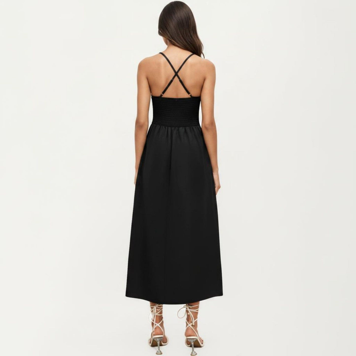 Sleeveless Maxi Dress with Cutout Front and Smocked Back