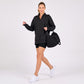 Quarter Zip Mock Neck Long Sleeve Tunic Sweatshirt with Side Slits