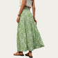 High Waist Tiered Maxi Skirt with Paisley Print Drawstring Waist Tassel Tie Flowy A-Line Fit