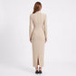 Long Sleeve Maxi Dress with Deep V Neck and Back Slit