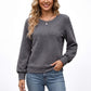 Textured Long Sleeve Crew Neck Pullover Top