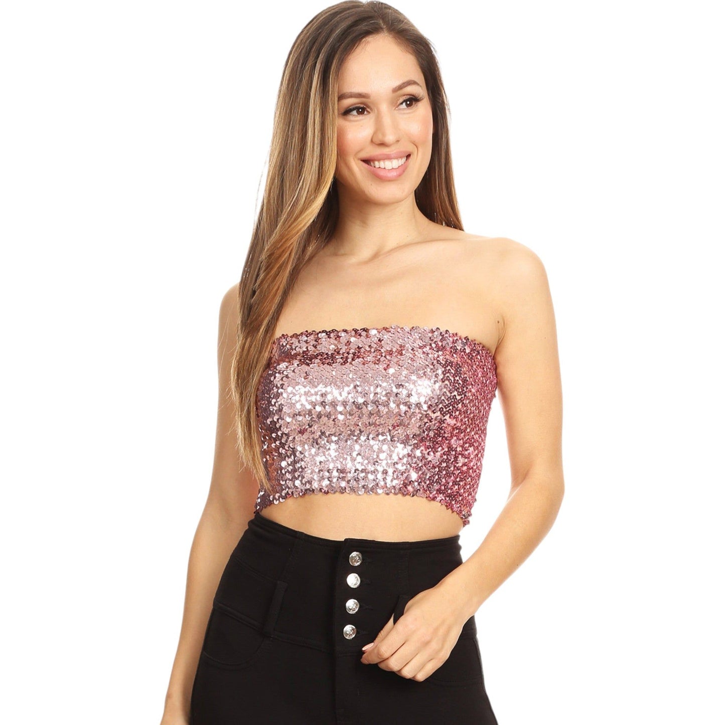 Strapless Glitter Sequin Sparkle Bandeau