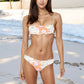 Retro Floral Print Bikini Set Thin Straps High Cut Bottoms