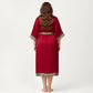 Plus Size Satin Robe with Floral Trim Belted Kimono Sleeve Long Robe Sleepwear