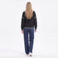 Contrast Stitch Crewneck Long Sleeve Knit Sweater