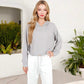 Drawstring Hem Ribbed Hoodie with Long Sleeves Relaxed Fit