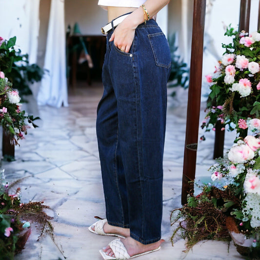 Loose High Waist Denim Trousers