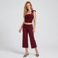 Foldover Waistband Cropped Wide-Leg Trousers Eye-Catching