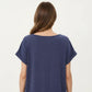 Short Sleeve Shift Dress with Split V Neck Embroidered Detail Relaxed Fit Casual Tunic Dress