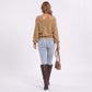 Off Shoulder Front Twist Knit Long Sleeve Sweater