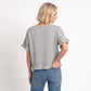 Short Sleeve Sweater Top Lace Ruffle Hem Textured Knit Blouse