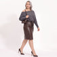 Plus Size Boat Neck Dolman Sleeve Pullover Sweater