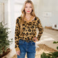 V-Neck Leopard Print Sweater with Cutout Detail Long Sleeves