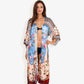 Long Bohemian DusterWith Mixed Floral Prints Wide Sleeves