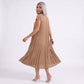 Crew Neck Short Sleeve Accordion Pleated Midi Dress