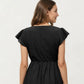 Eyelet Babydoll Top with V-Neckline Button Front and Flutter Sleeves
