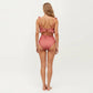 Ruffled Maternity Bikini Set with High-Waisted Bottoms and Polka Dot Print