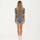 Short Puff Sleeve Top with Scoop Neck Textured Knit Relaxed Fit Casual Shirt