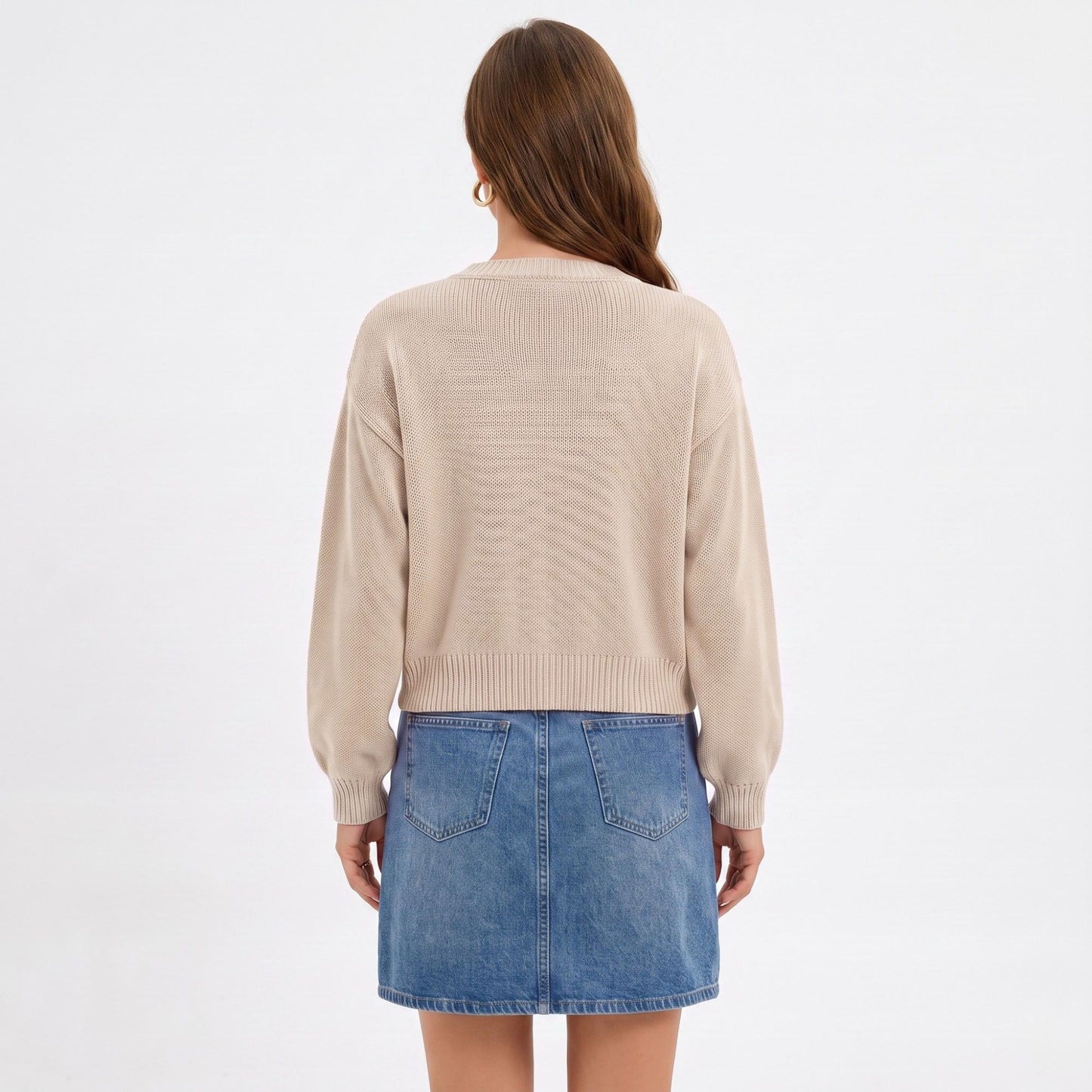 Tie Front Knit Cardigan Sweater with Long Sleeves