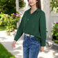 Long Sleeve Textured Blouse Button-Up Detail Spread Collar
