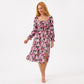 Floral Smocked Square Neck Long Sleeve Midi Dress